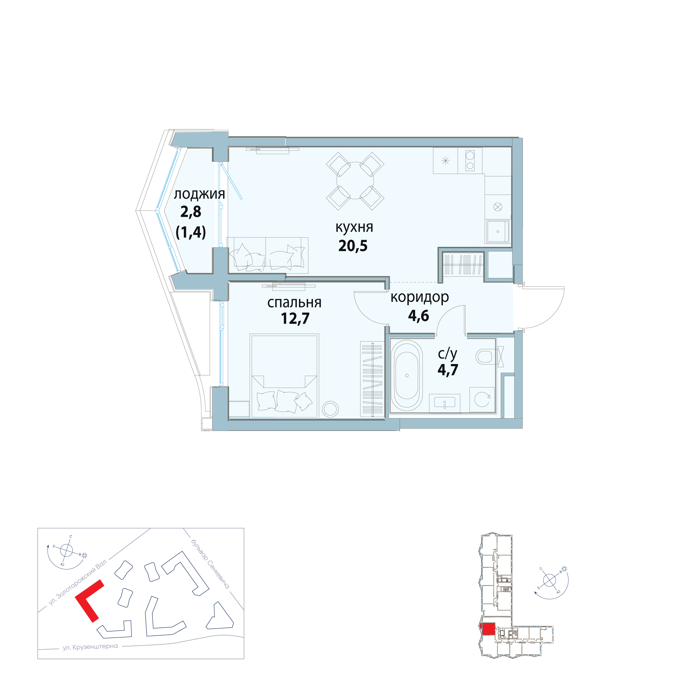 Планировка 1-комн.
