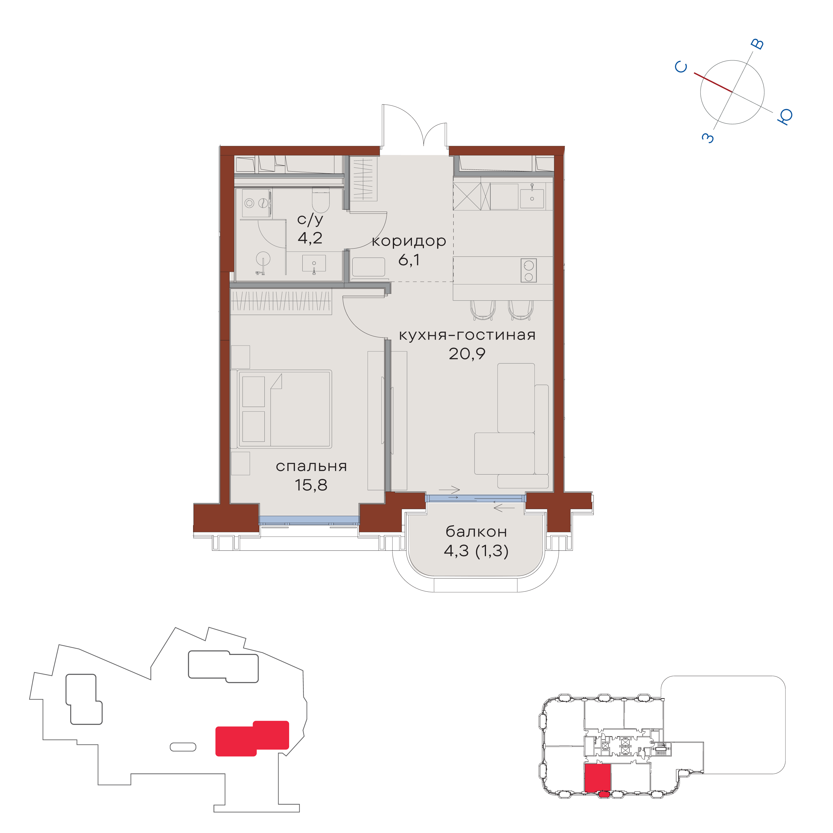 Планировка 1-комн.